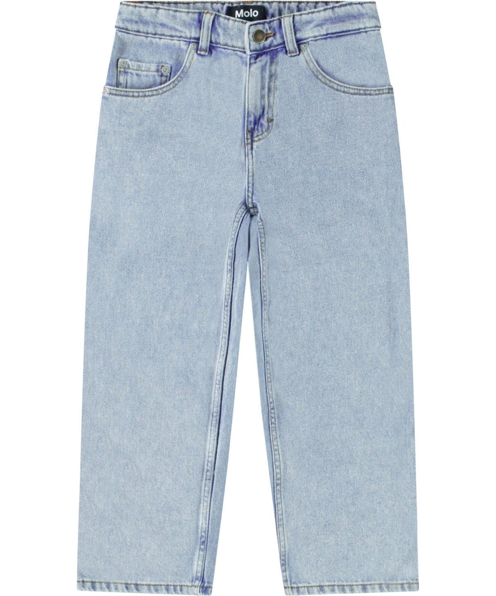 Aiden - Washed Down - Light blue organic cotton denim jeans for children.