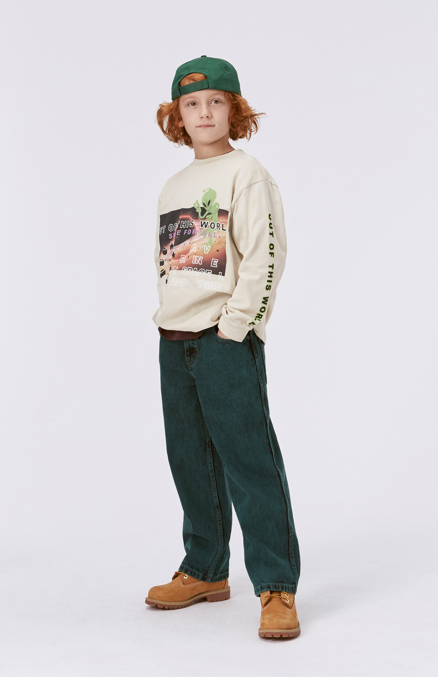 Aiden - Green Overdye - Green jeans in a loose fit in cotton