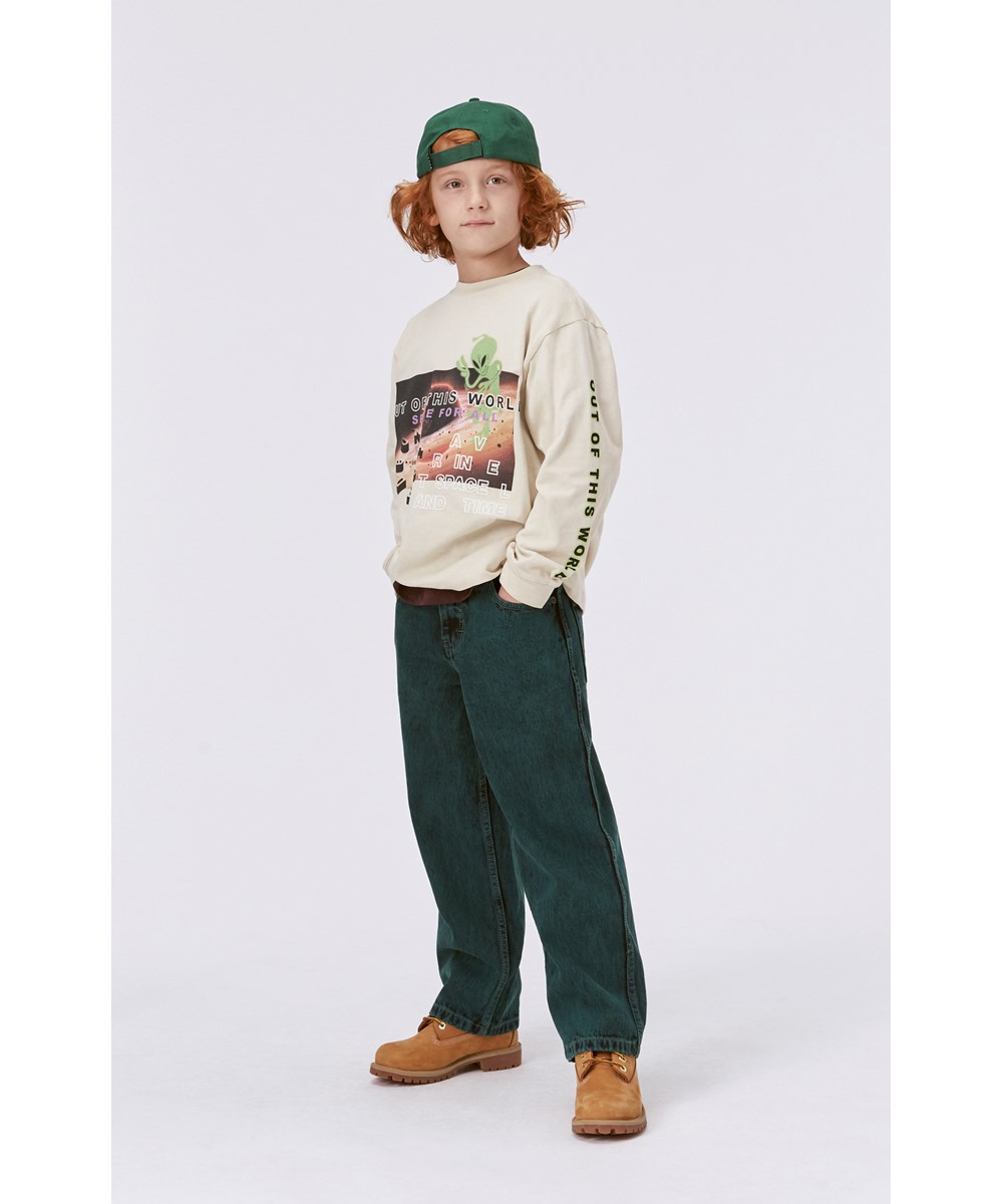 Aiden - Green Overdye - Green jeans in a loose fit in cotton