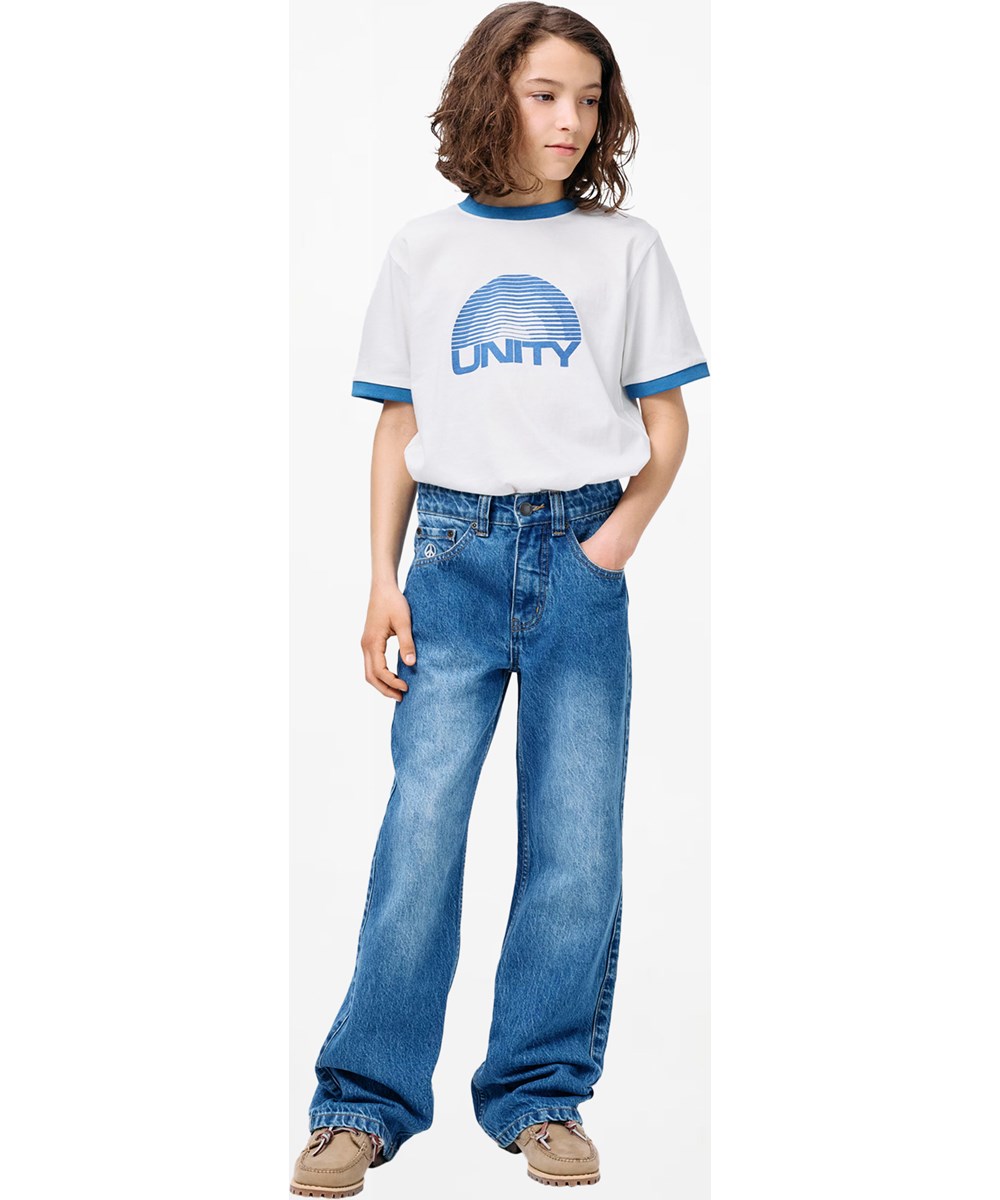 Alban - True Blue - Blue cotton jeans for children