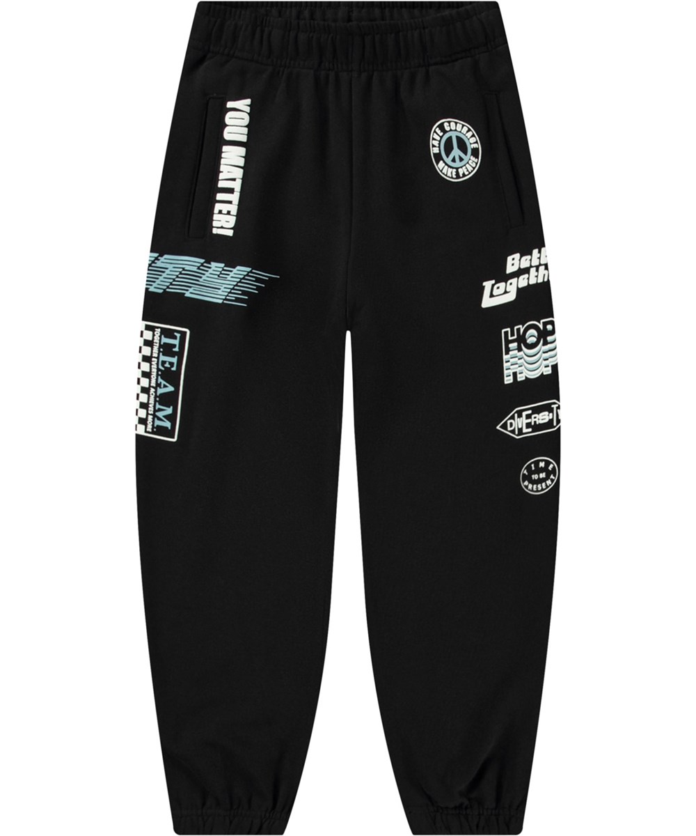 Allen - Messages! - Organic cotton sweatpants with motocross details.