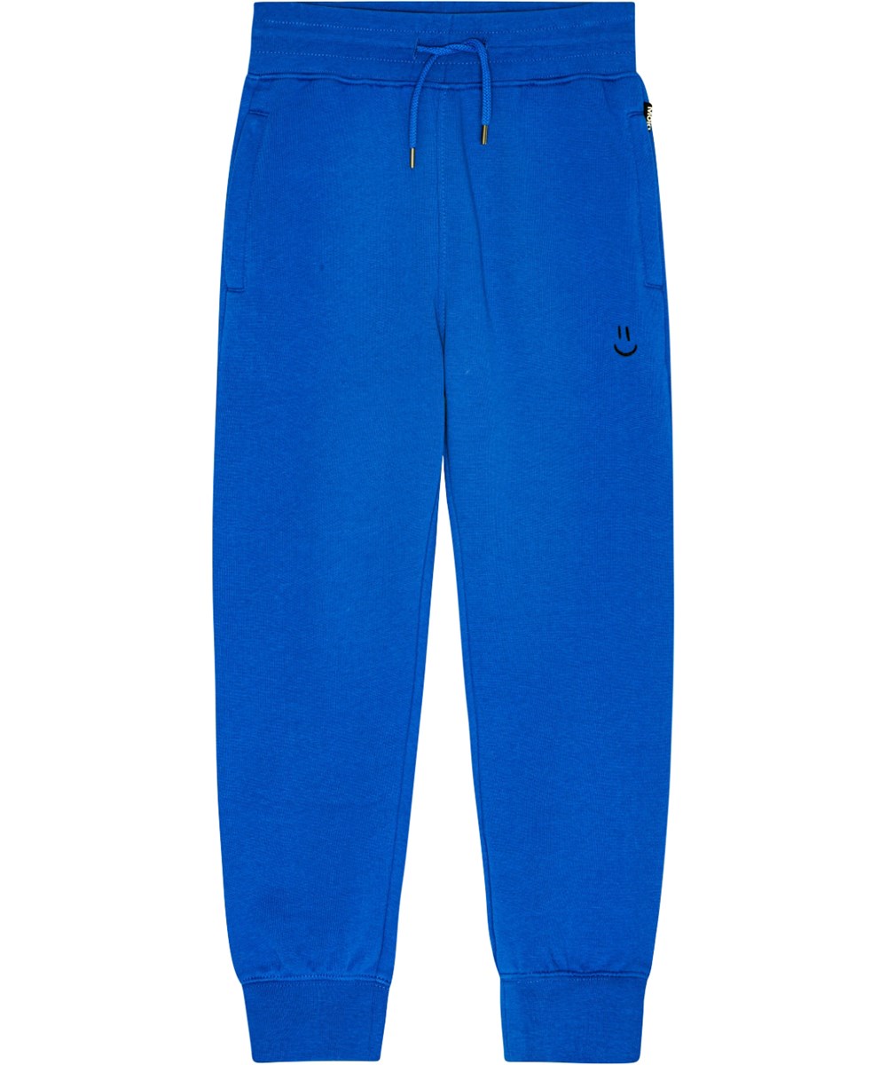 Alvar - Lapis Blue - Soft blue sweatpants with elastic waistband, zip  pockets, and cuffs. - Molo, image size:1000x1200