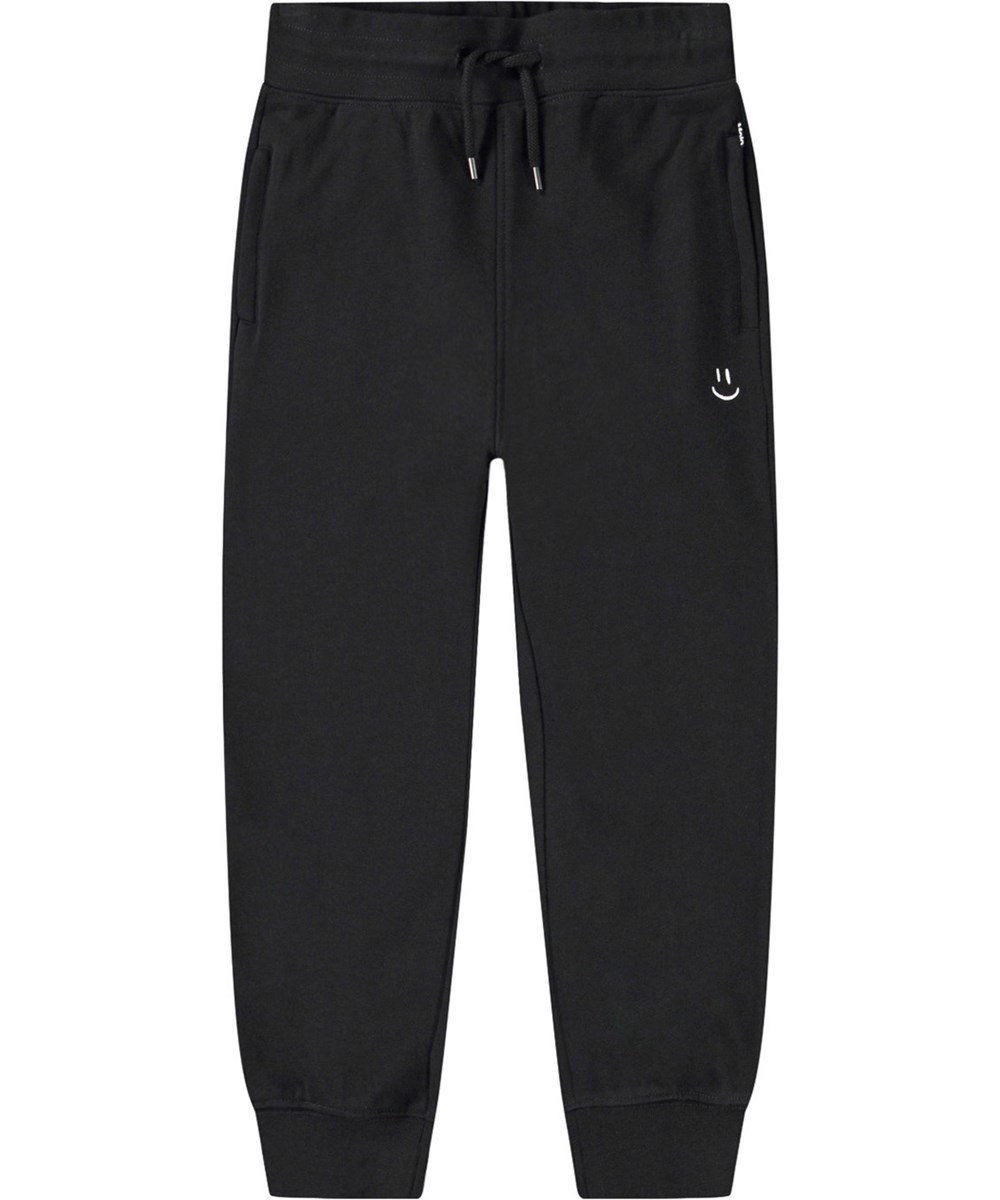 Alvar - Black - Black organic sweatpants bottoms for children.