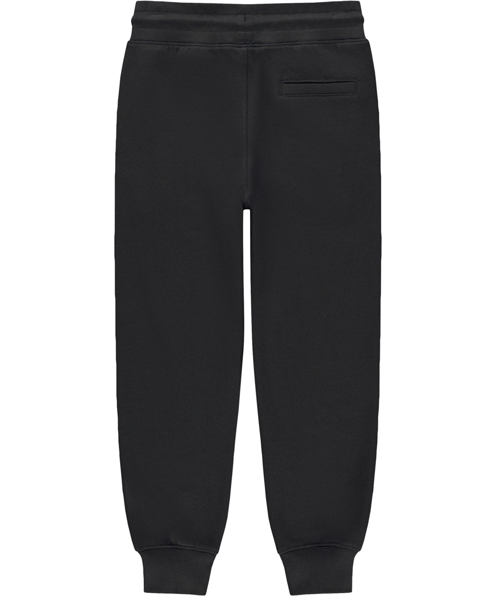 Alvar - Black - Black organic joggers with smiley embroidery