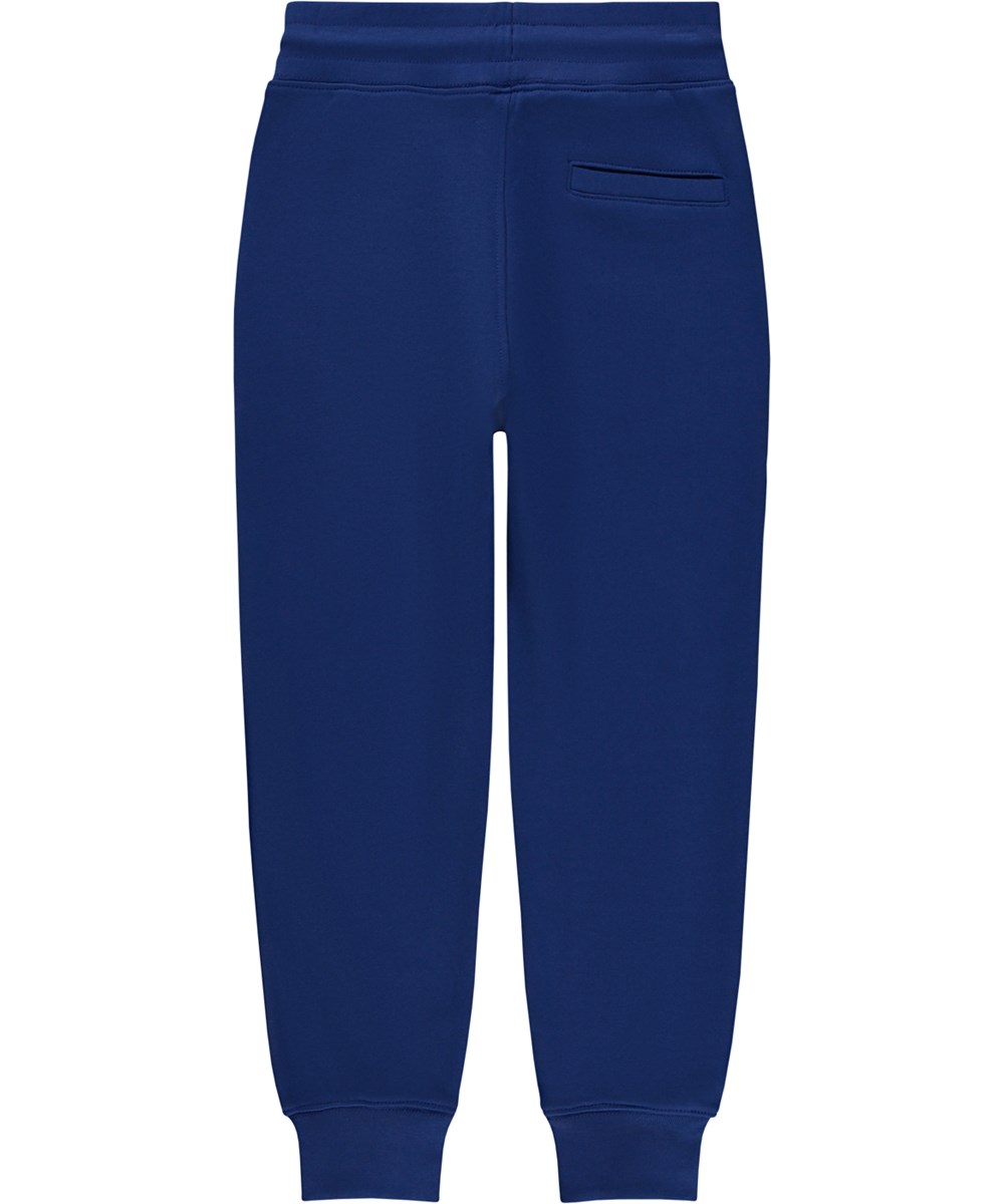 Alvar - Royal Blue - Blue organic joggers with smiley embroidery
