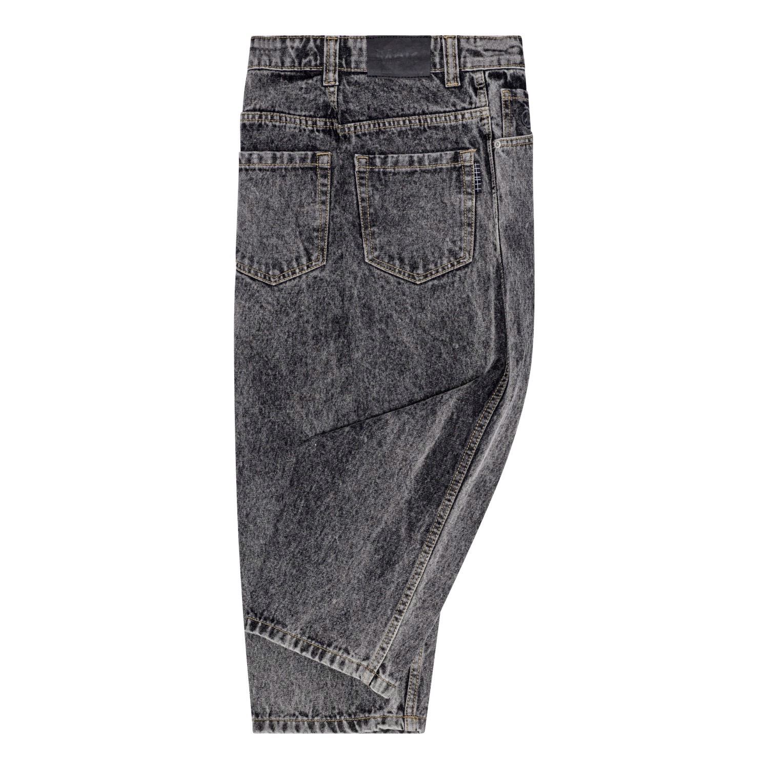 Aska - Black Stone - Dark grey oversized jeans with peace