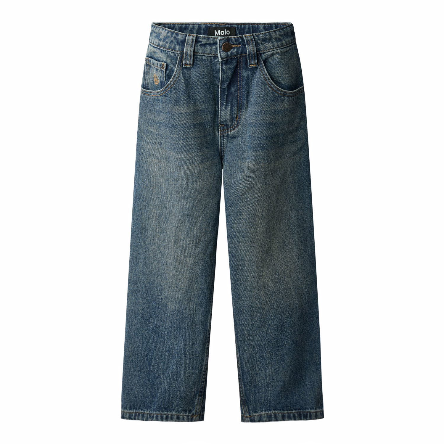 【in a row】Denim Eyelet Half Pants Aiden - Soft Dark Denim - Denim jeans for children made of