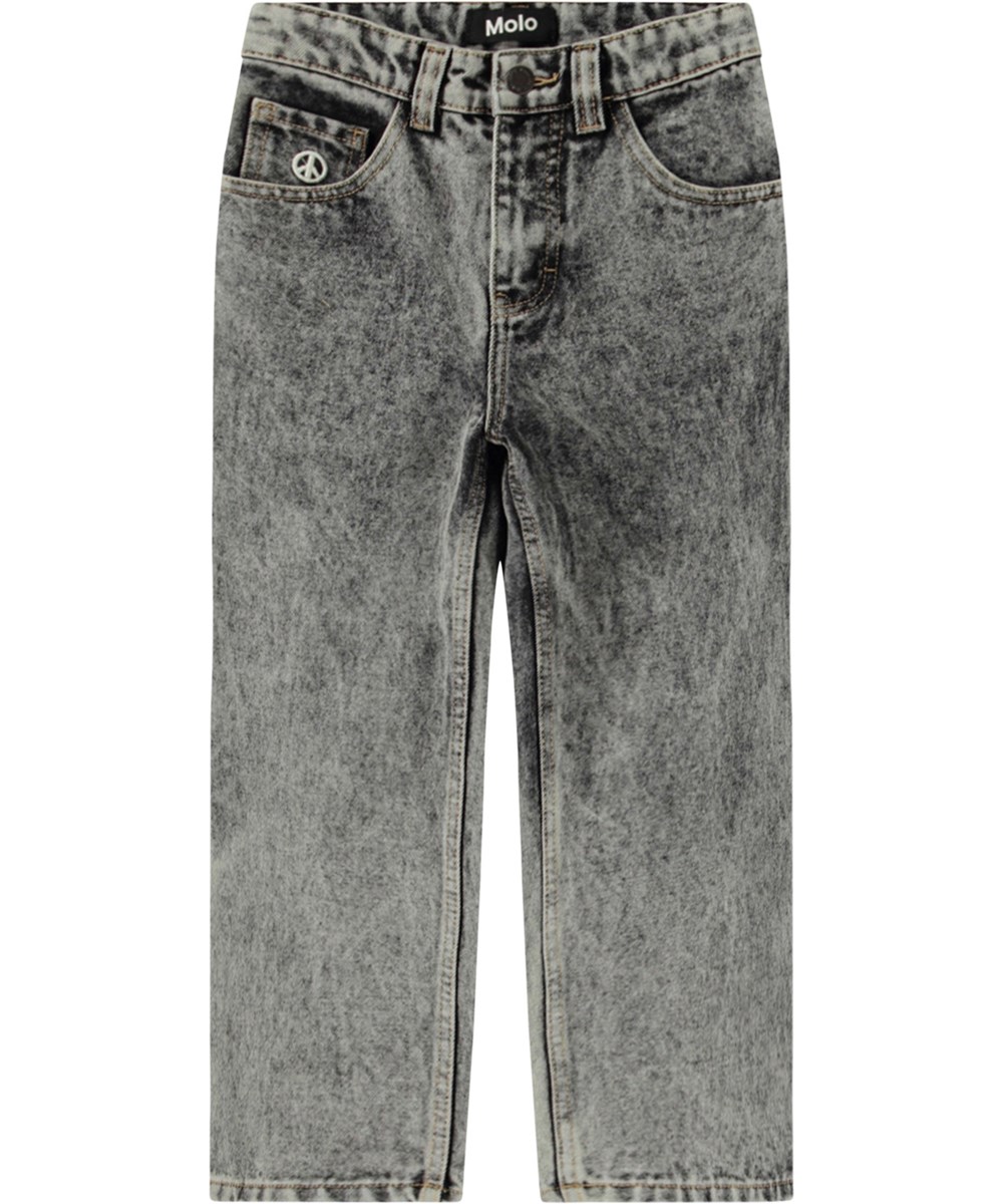 Aska - Grey Stonewash - Grey oversized jeans for children.