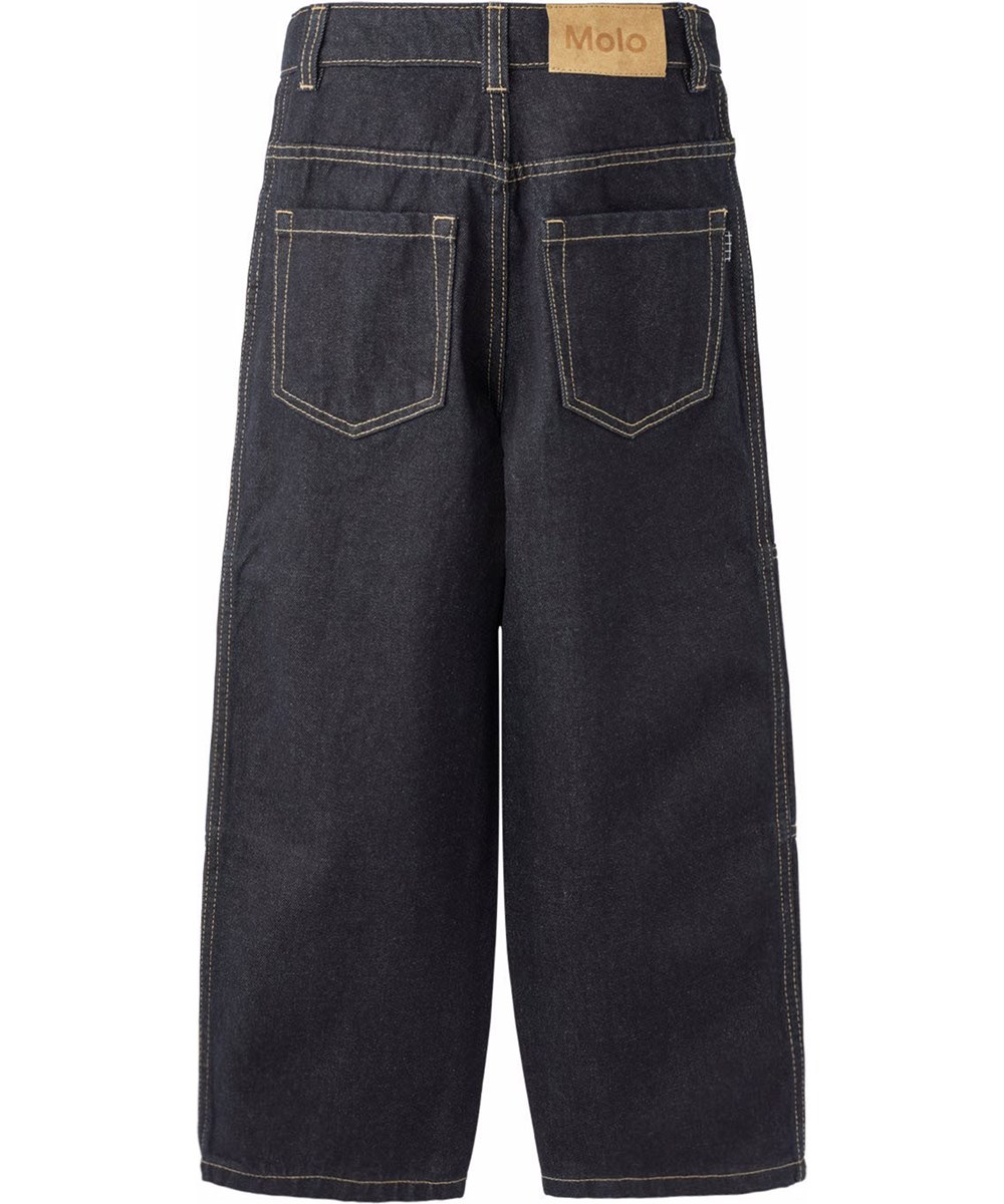 Askane - Raw Indigo - Dark blue oversized jeans for children.