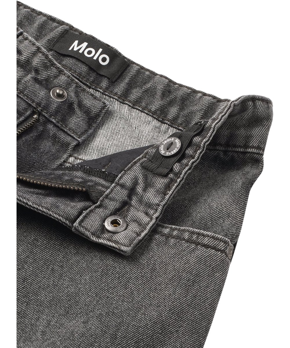 Askio - Greyish Vintage - Grey denim jeans for children made of organic cotton with an adjustable waist 