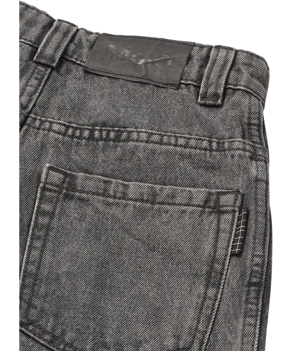 Askio - Greyish Vintage - Grey denim jeans for children made of organic cotton with an adjustable waist 