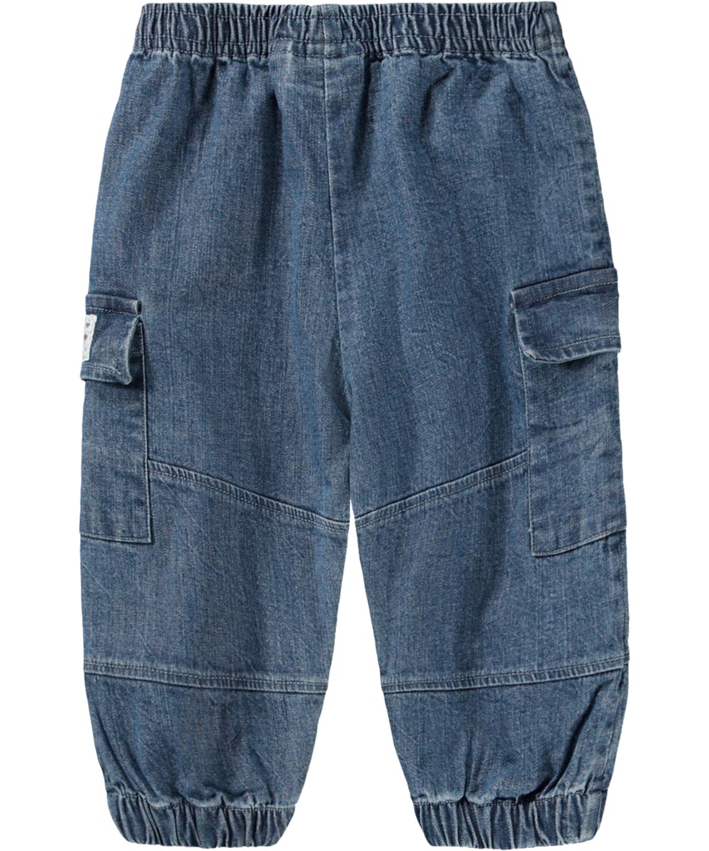 Sae - Chambrey Blue - Blue cargo trousers for the little ones made of organic cotton chambray