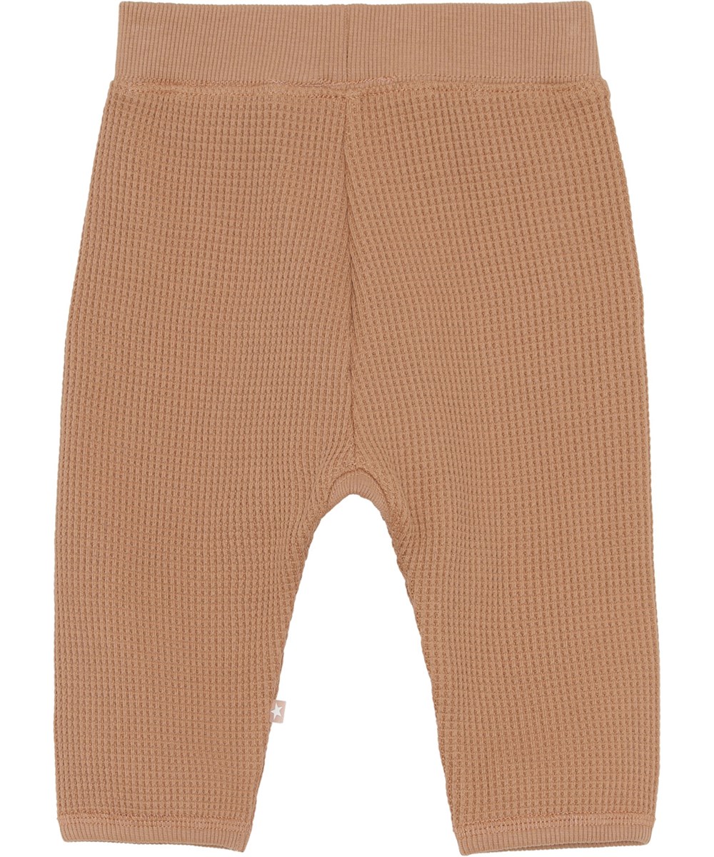 Samantha - Rose Mist - Rose organic waffled knit baby trousers