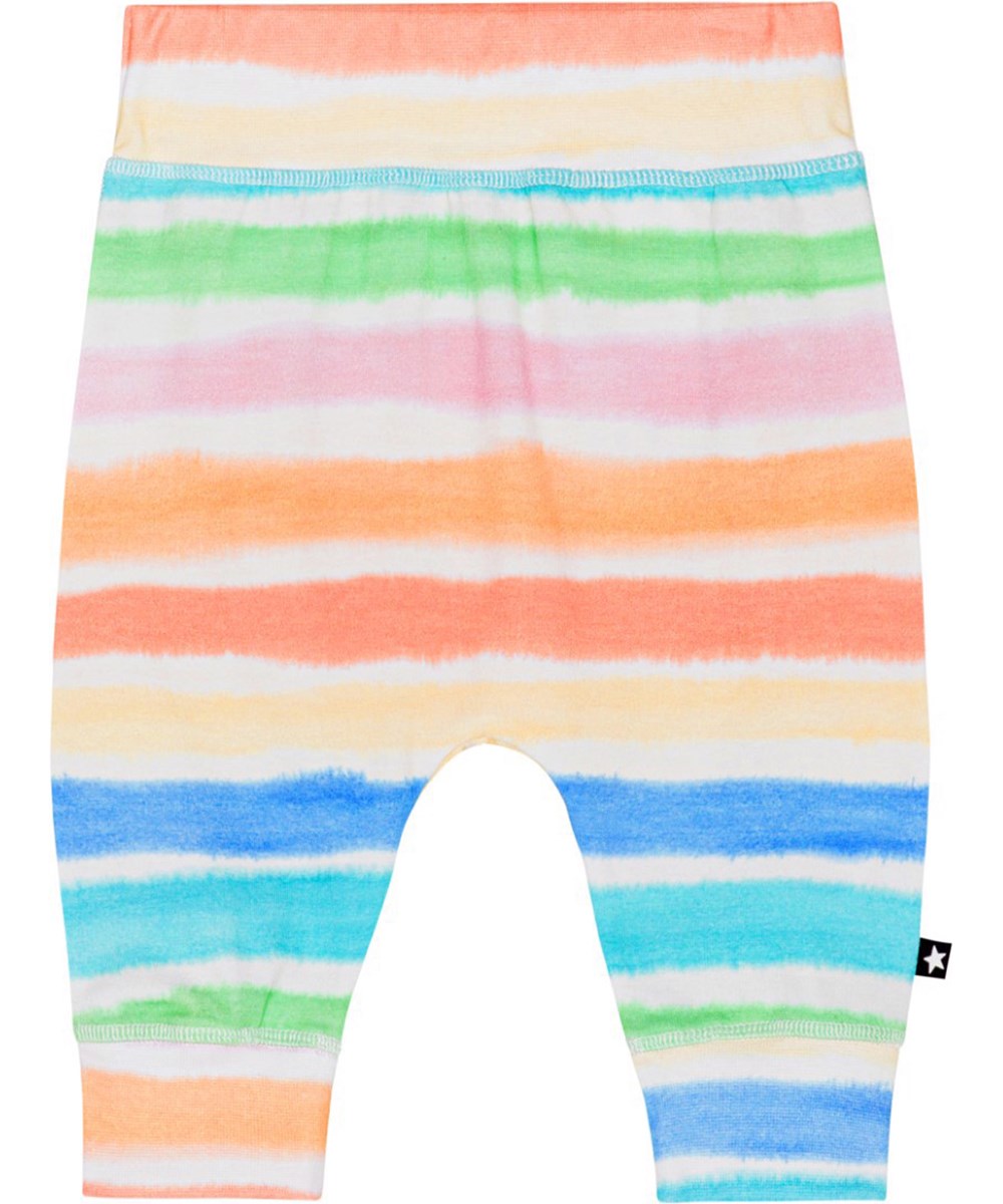 Sammy - Multi Colours - Multi-coloured striped baby trousers in organic cotton jersey 