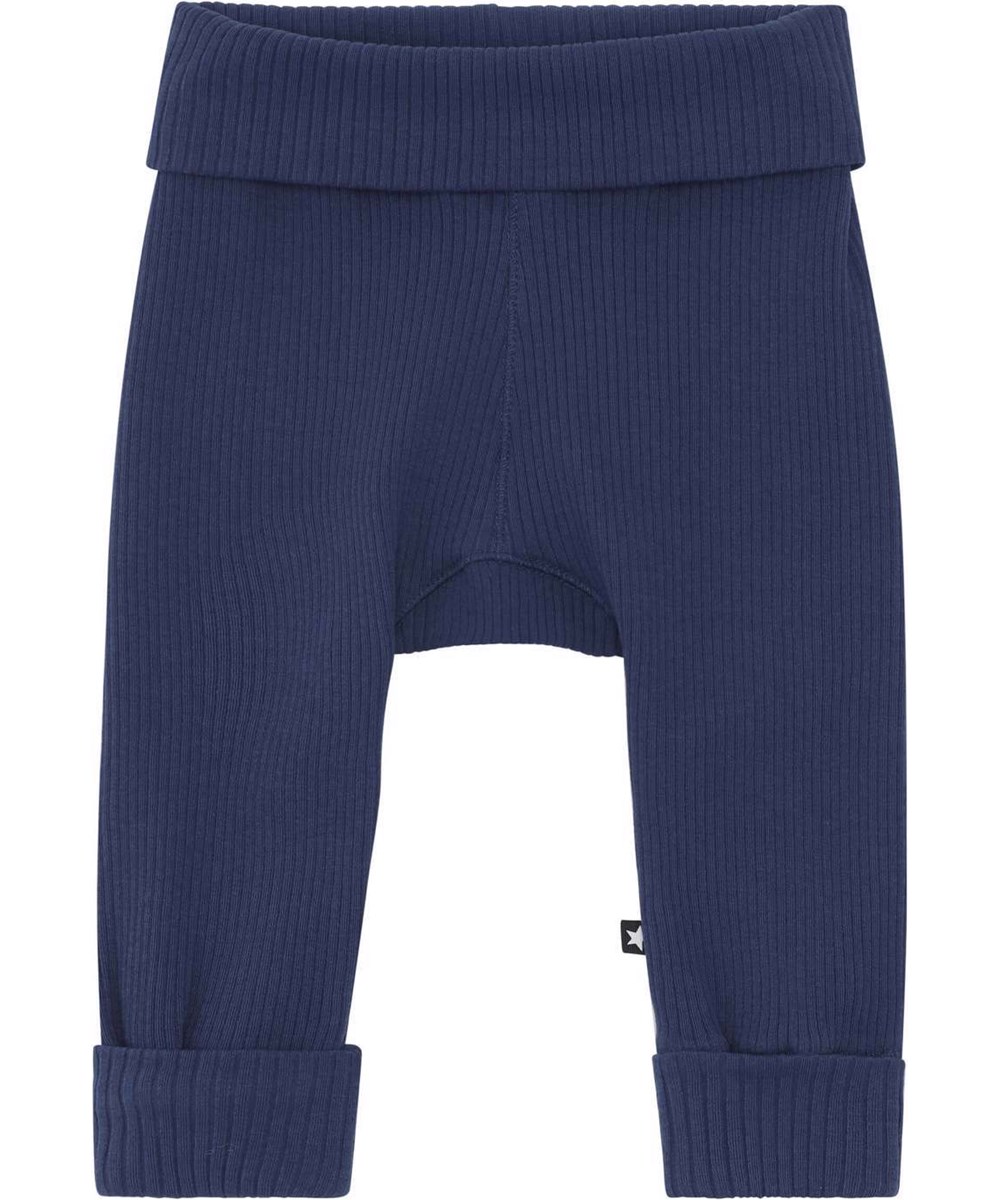 San - Naval Blue - Soft blue organic baby trousers 