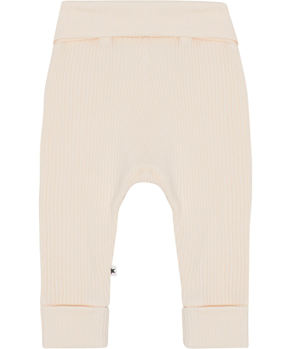 San - Pearled Ivory - Baby trousers in elastic rib