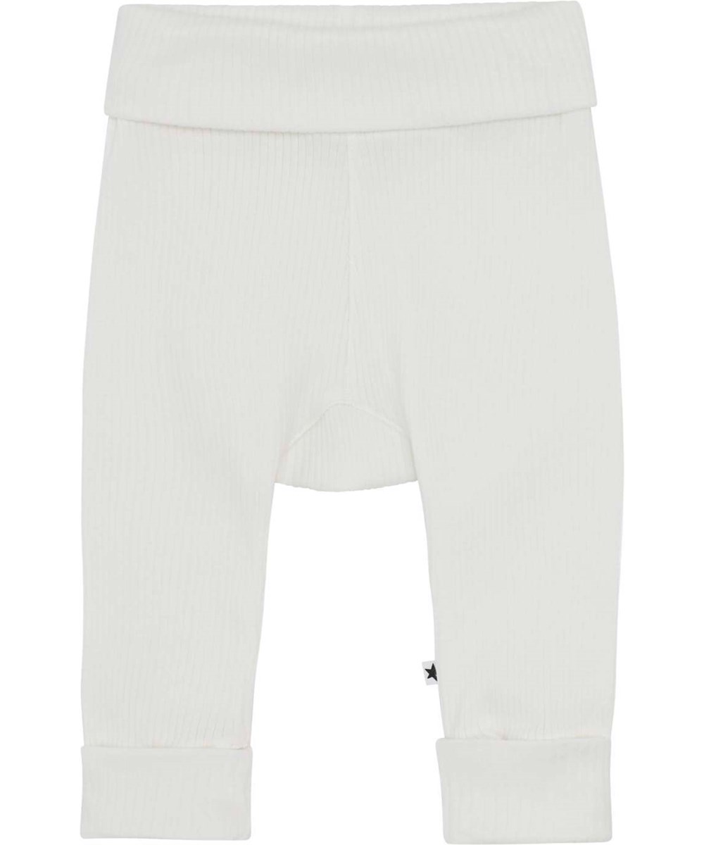 San - White Star - Soft white organic baby trousers 