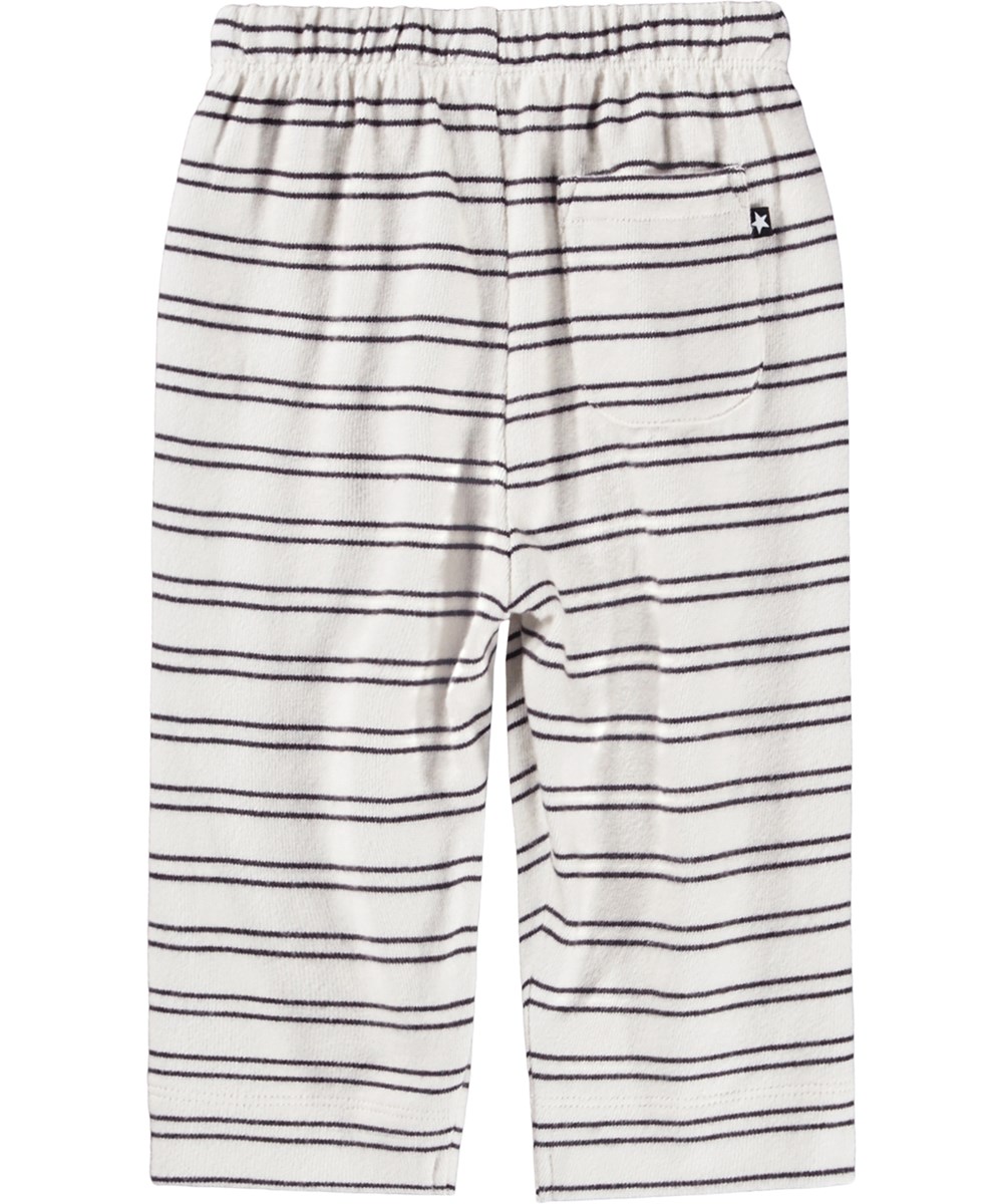 Saxon - Cocoa Stripe - Brown and off-white striped pants for the little ones made of organic cotton.