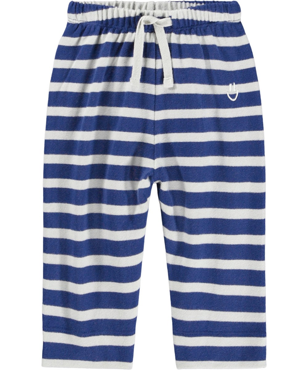 Saxon - Depth Stripe - Bretonse blue and white striped pants for the little ones made of organic cotton.