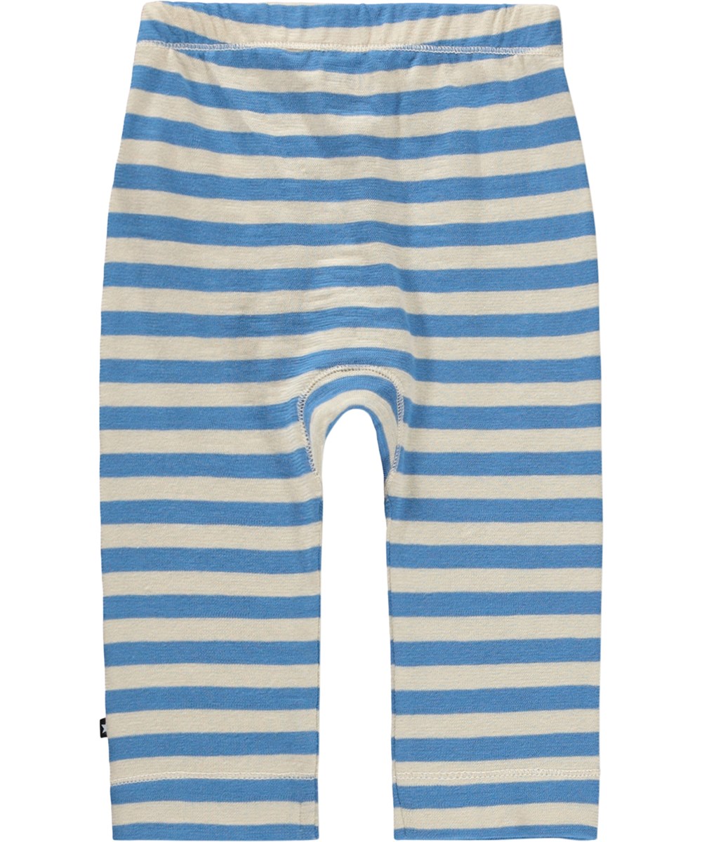 Seb - Blue Sand Stripe - Blue striped leggings for the little ones made of organic cotton