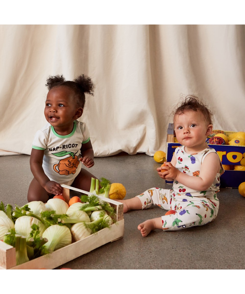 Seb - Trutti Frutti - Beige baby trousers with fun fruit