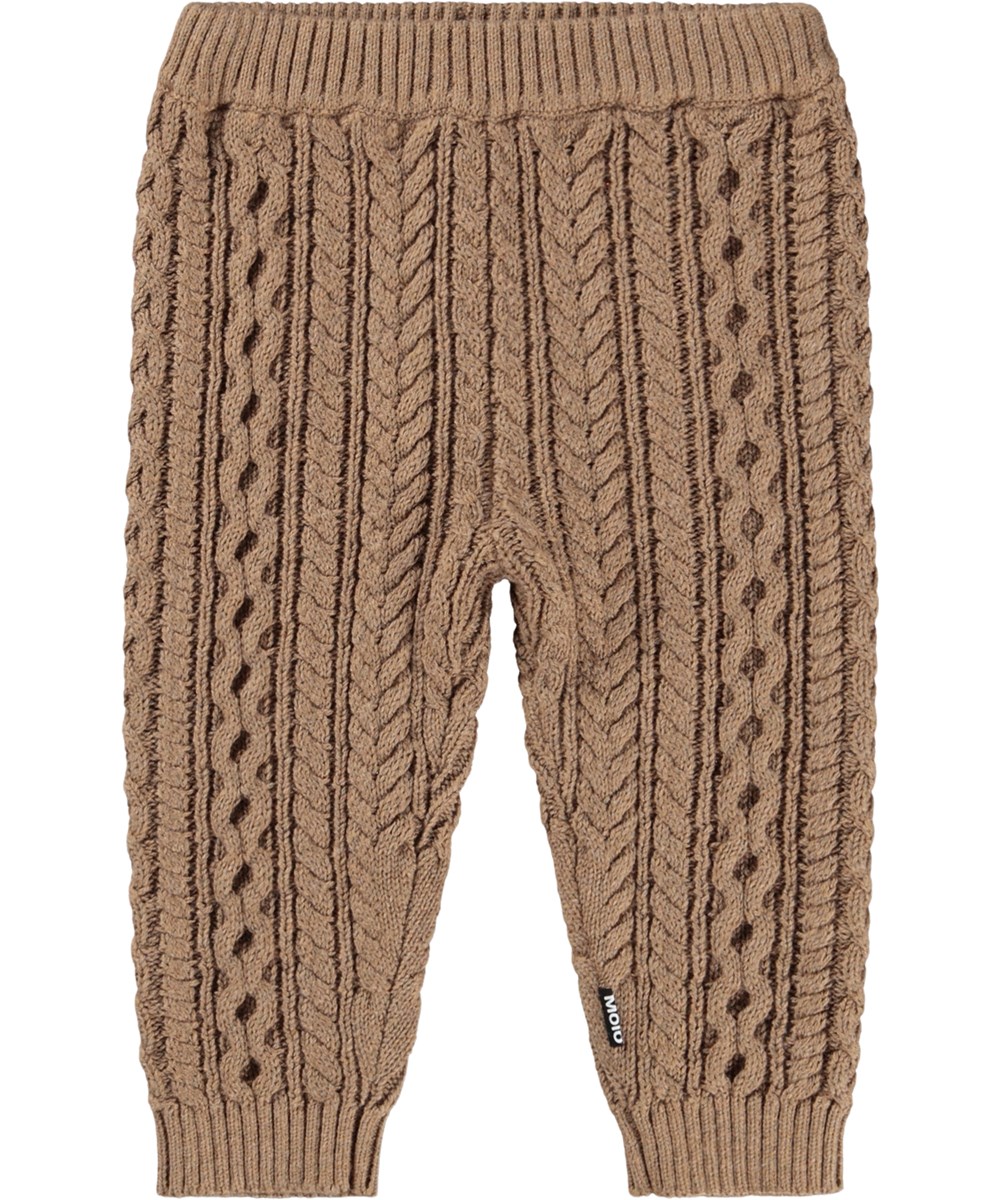 Sedge - Marled Fawn - Brown knitted pants for the little ones made of a soft blend of cotton and wool.