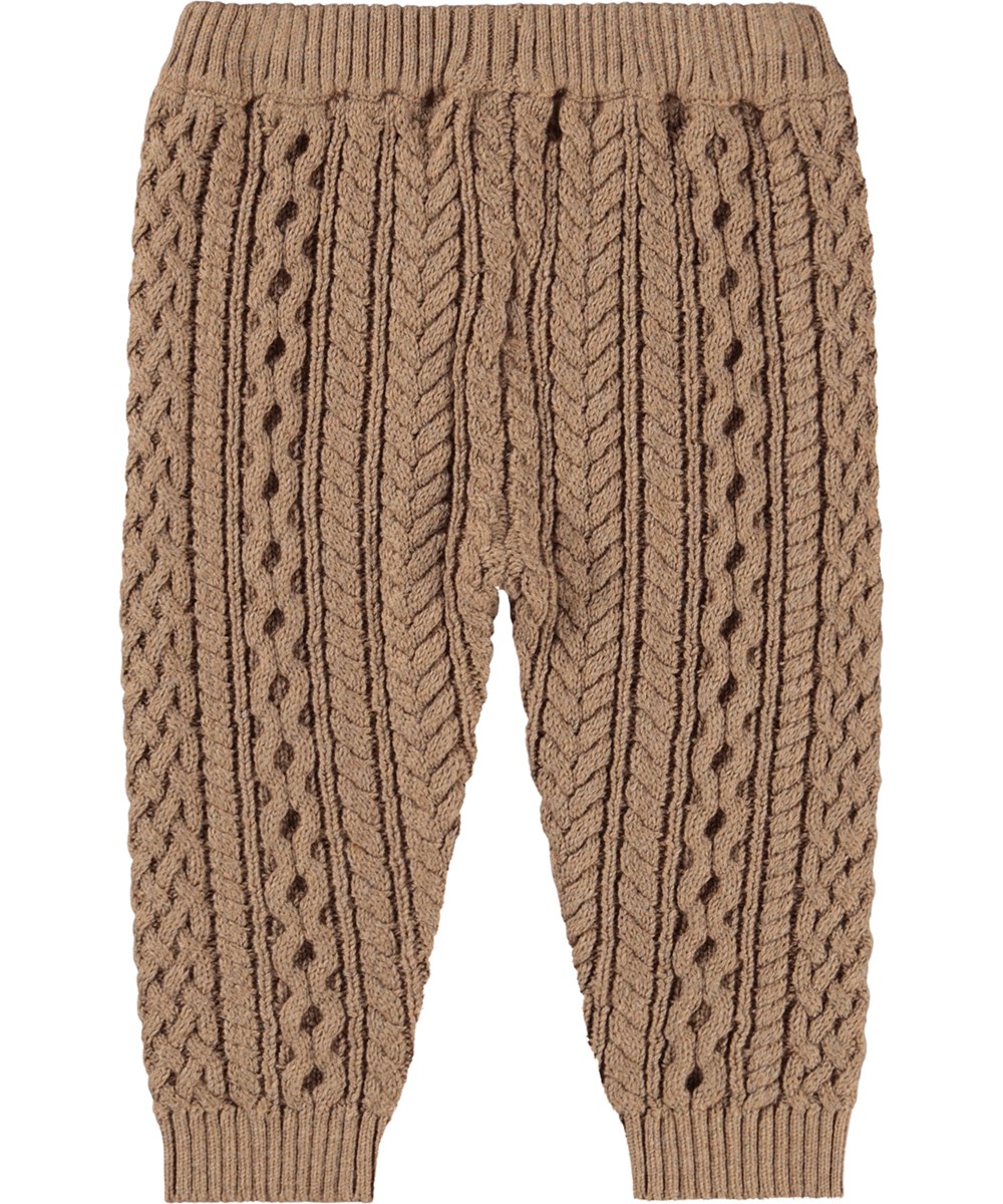 Sedge - Marled Fawn - Brown knitted pants for the little ones made of a soft blend of cotton and wool.