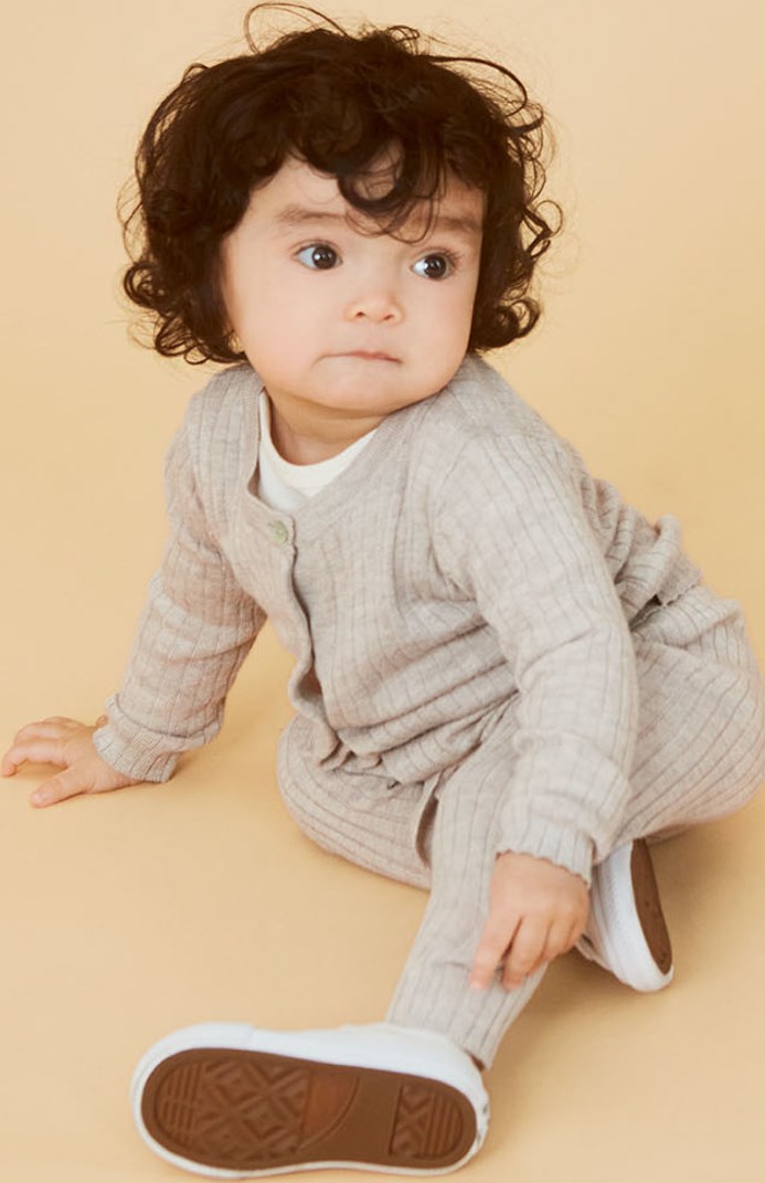 Shadow - Doeskin Melange - Knit baby trousers in grey