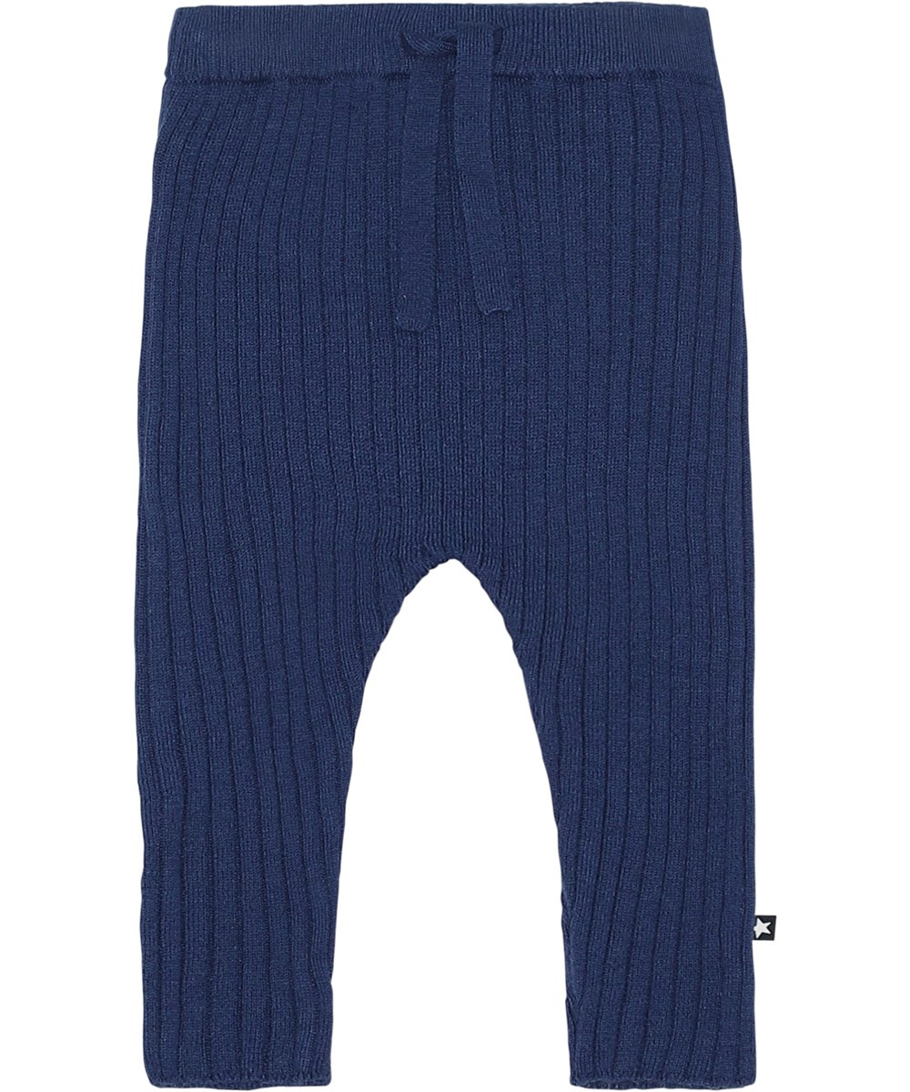 Shadow - Galaxy Blue - Knit baby trousers in blue rib