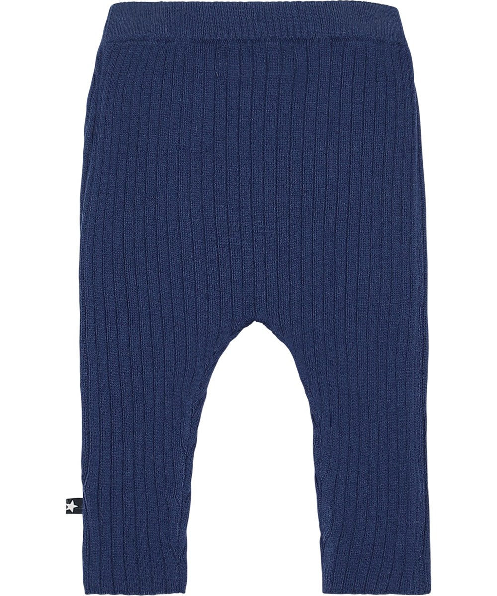 Shadow - Galaxy Blue - Knit baby trousers in blue rib