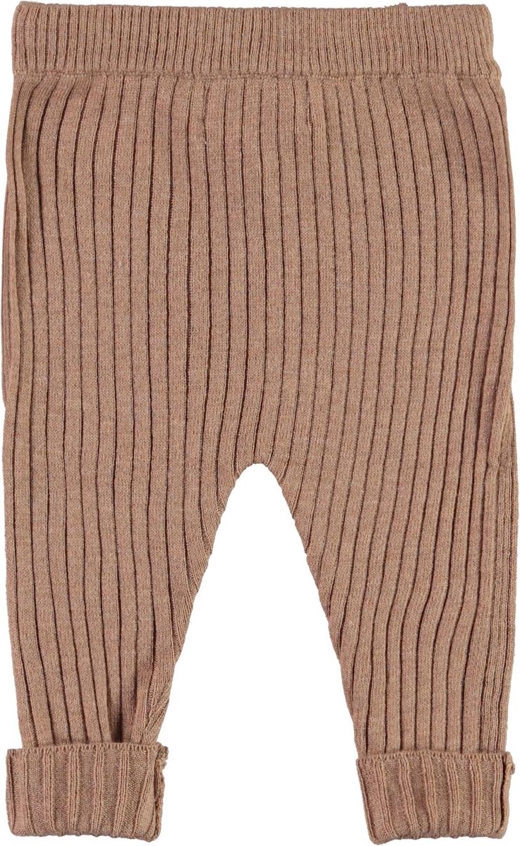 Shadow - Iron - Knit baby trousers in brown