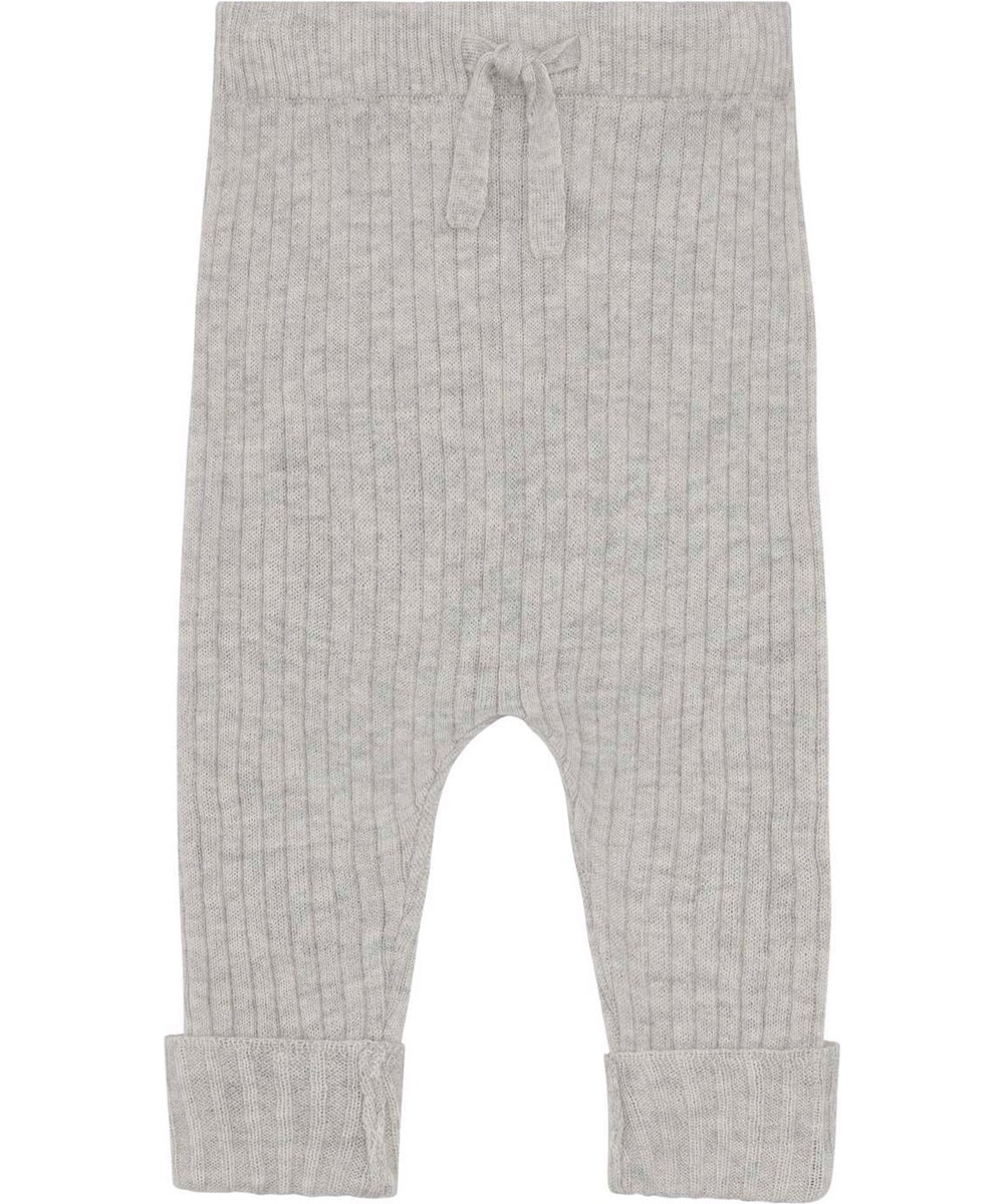Shadow - Light Grey Melange - Light grey rib knit trousers