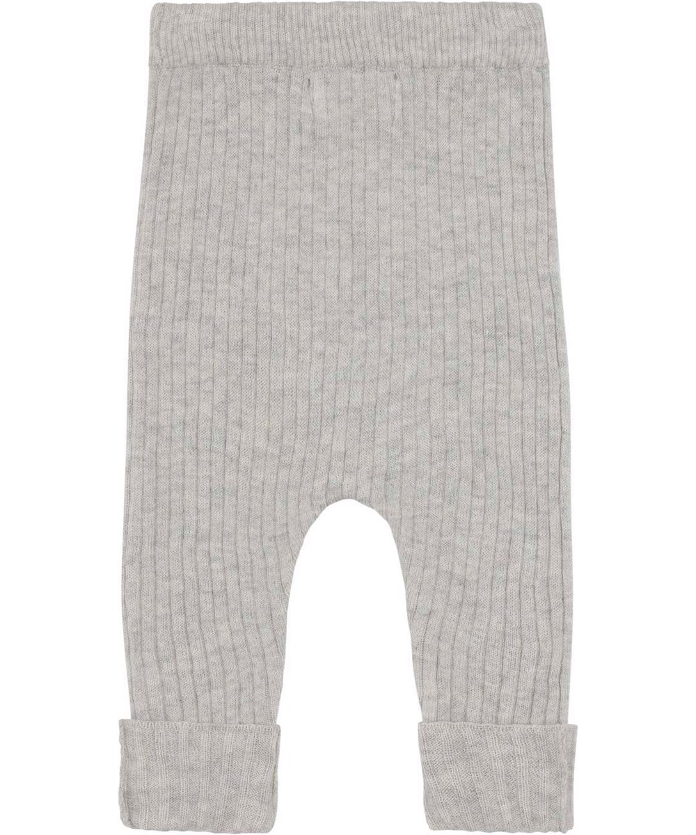 Shadow - Light Grey Melange - Light grey rib knit trousers
