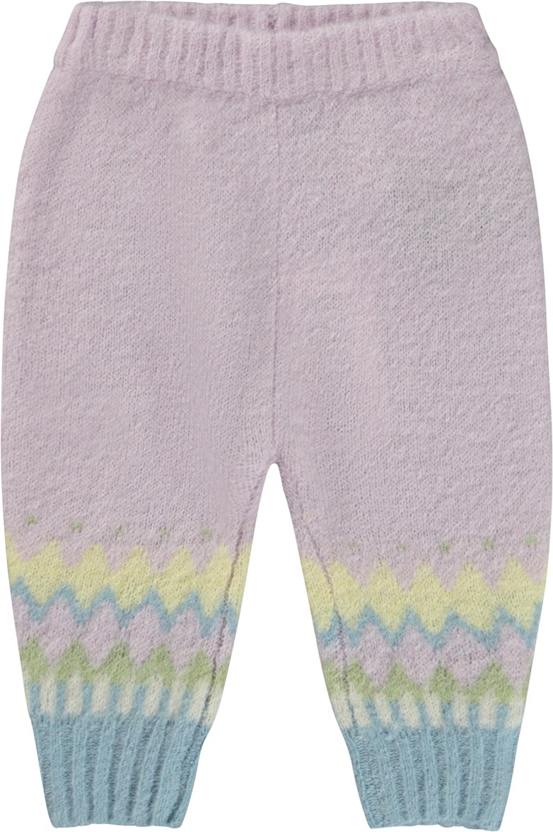 Signy - Alpine Glow - Light purple baby trousers in knit alpaca blend