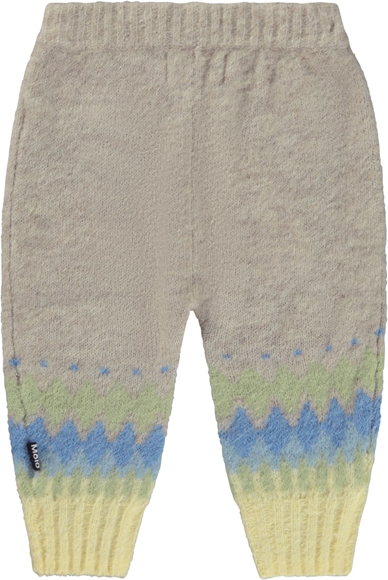 Signy - Nordic Pastels - Beige baby trousers in knit alpaca blend
