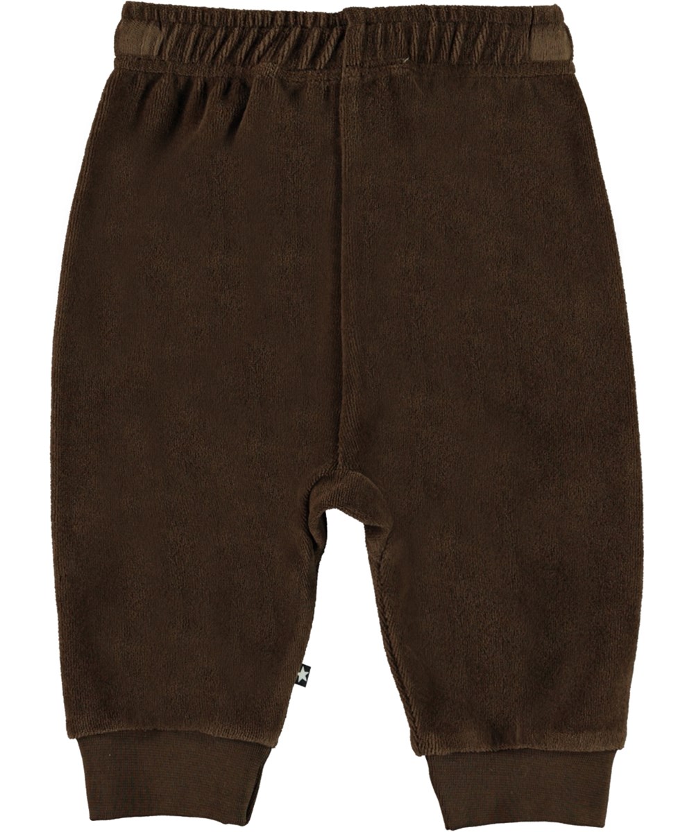 Sigo - Deep Oak - Brown organic velour baby trousers