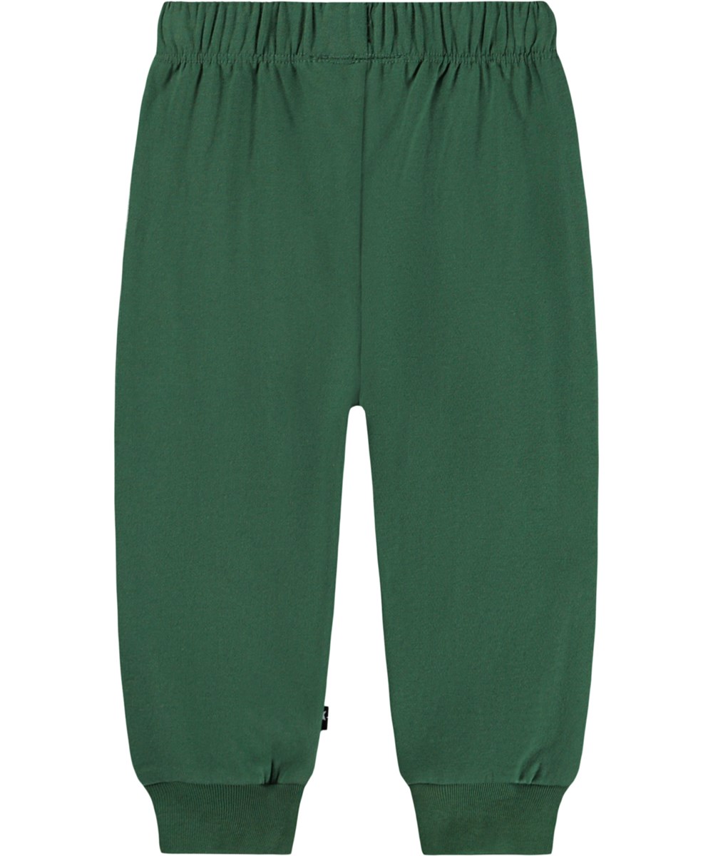 Simeon - Pine Tree - Soft green pants for the little ones made of organic cotton with soft white faces on knees.