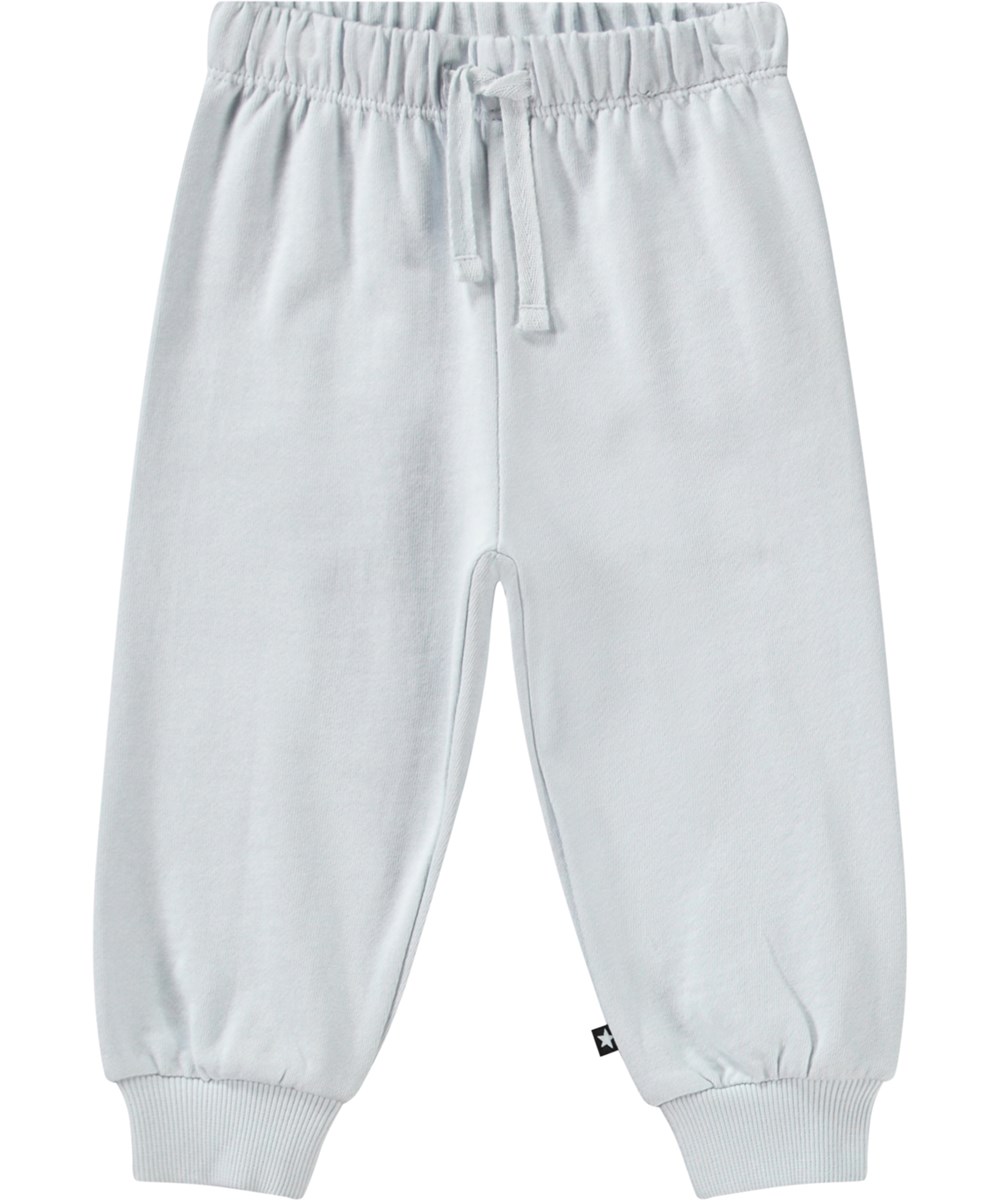 Simeon - Skywriting - Light blue soft pants in organic cotton for baby.