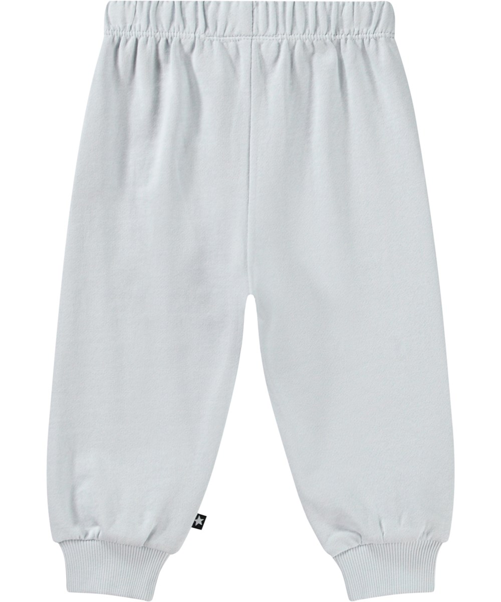 Simeon - Skywriting - Light blue soft pants in organic cotton for baby.