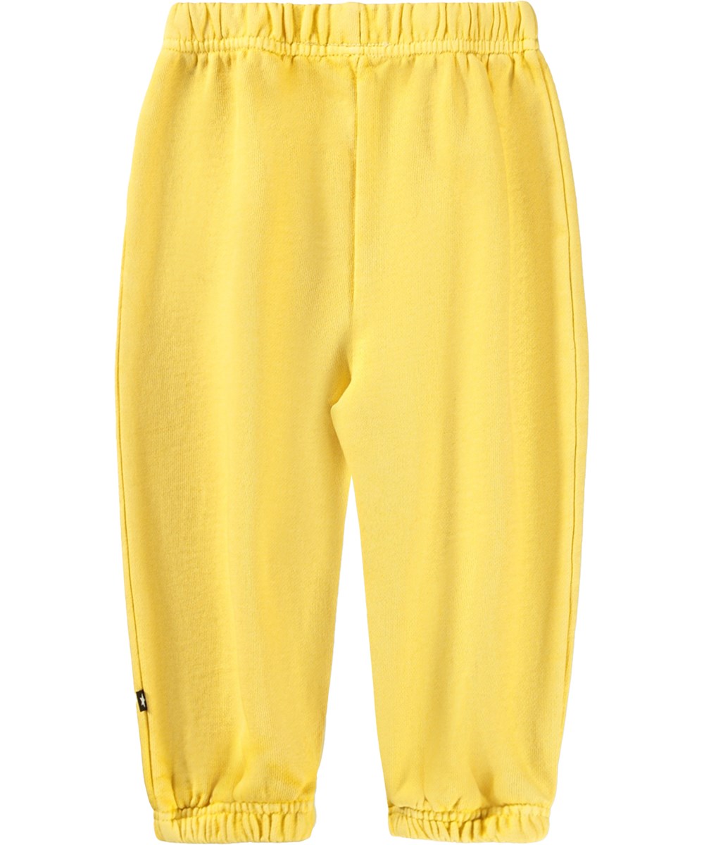 Simon - Sunshine - Soft, yellow sweatpants for the little ones made of organic cotton with a music print 