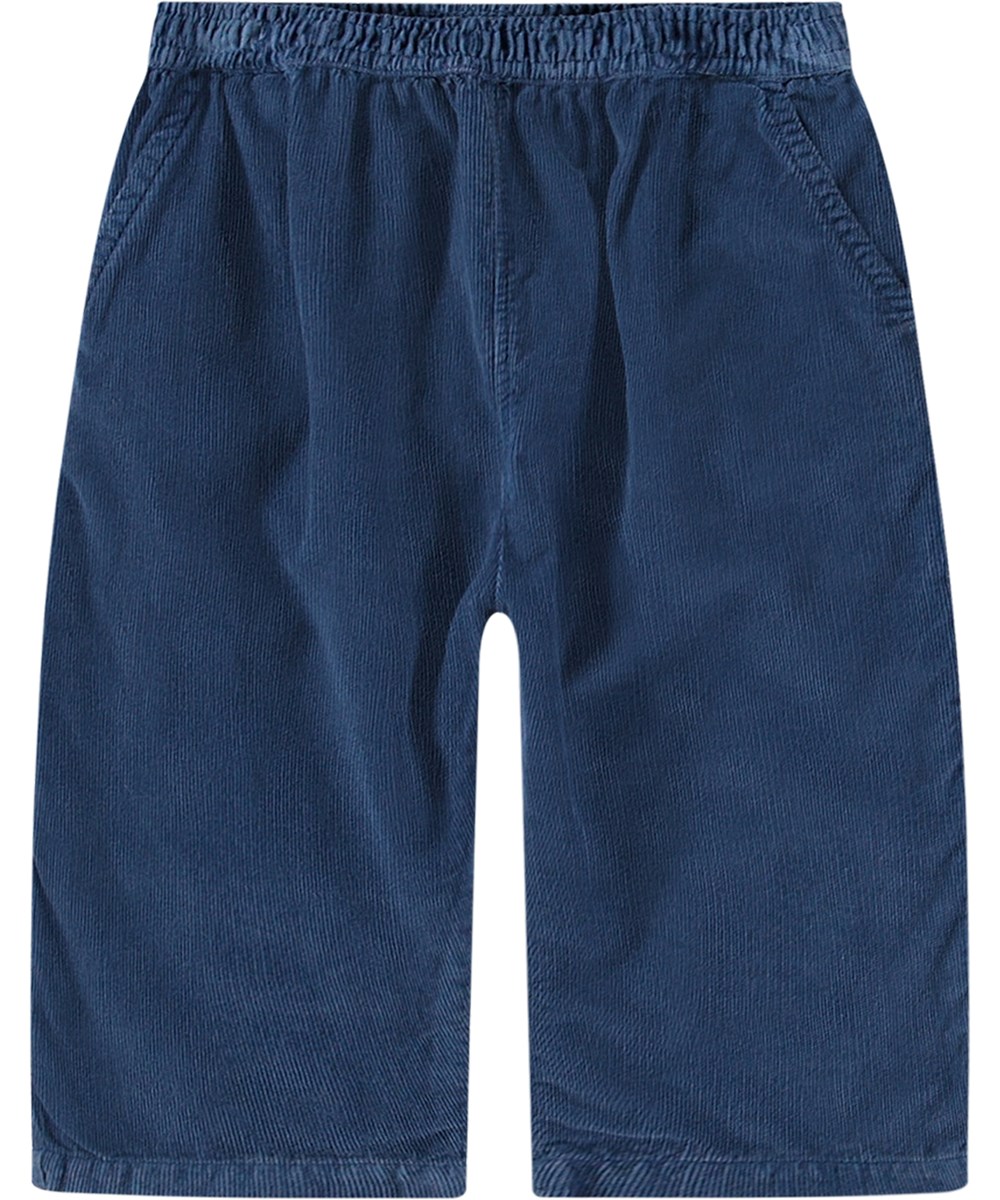 Sois - Calm Fjord - Soft blue organic cotton ribbed corduroy trousers for babies.