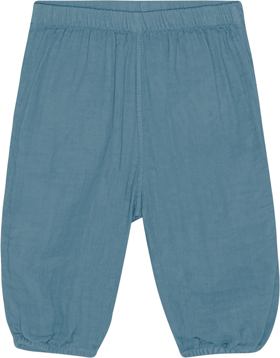 Sun - Atlas Blue - Airy cotton baby trousers in blue 