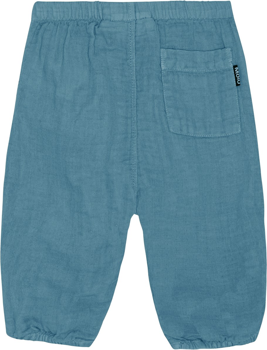 Sun - Atlas Blue - Airy cotton baby trousers in blue 