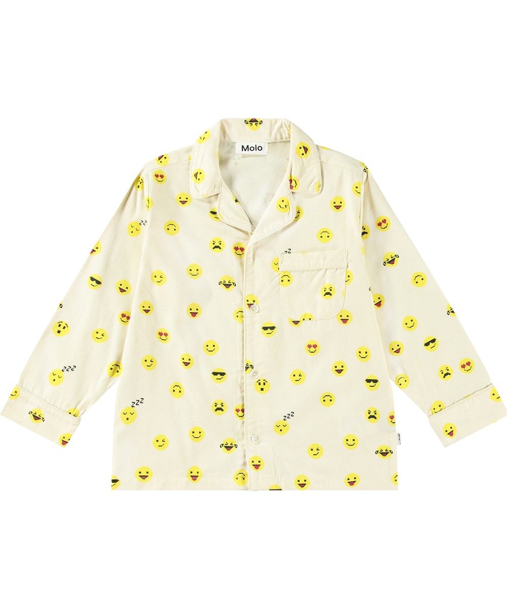 Lex US - Pixel Emojis - Regulär geschnittenes, gelbes Pyjama-Set mit Pixel-Emoji-Druck.