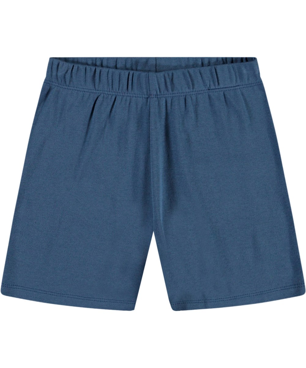 Lou US - Best Blue - Blaue Pyjamas mit kurzen Ärmeln und Beinen aus dehnbarem Öko-Baumwolle.