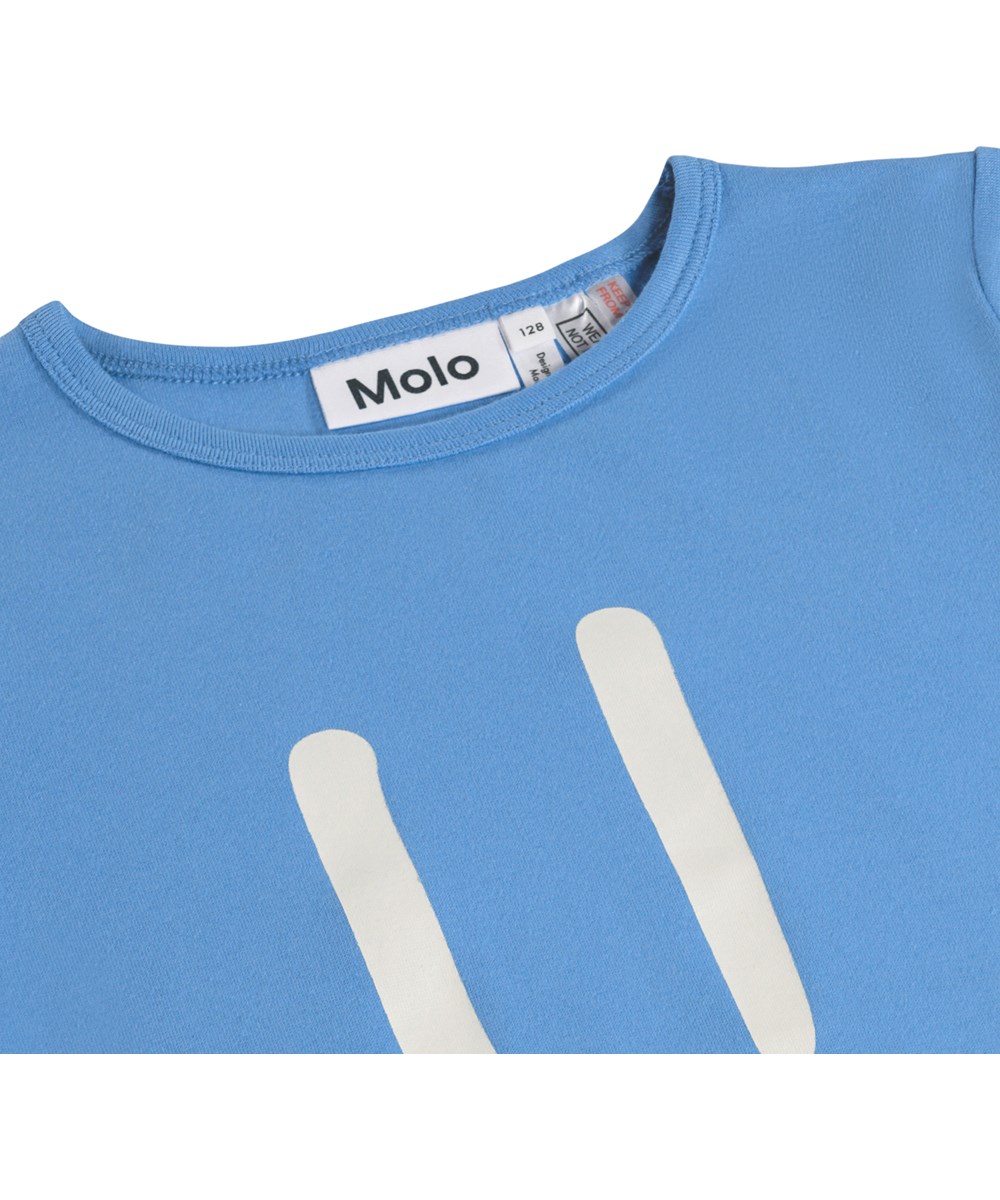 Lou US - Blue Tide - Blaue zweiteilige Kinderpyjamas aus Bio-Baumwolle mit einem Druck