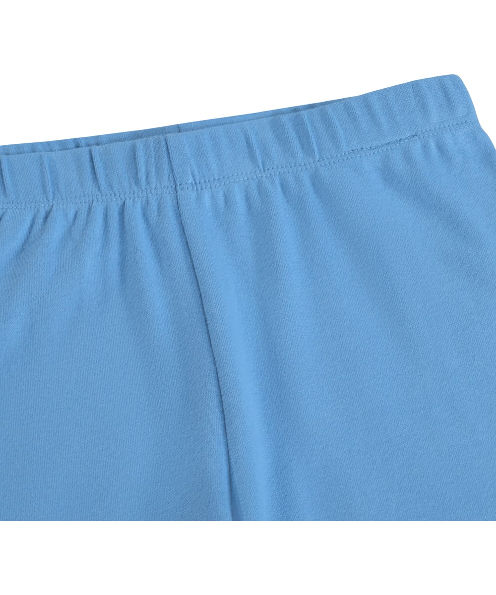 Lou US - Blue Tide - Blaue zweiteilige Kinderpyjamas aus Bio-Baumwolle mit einem Druck