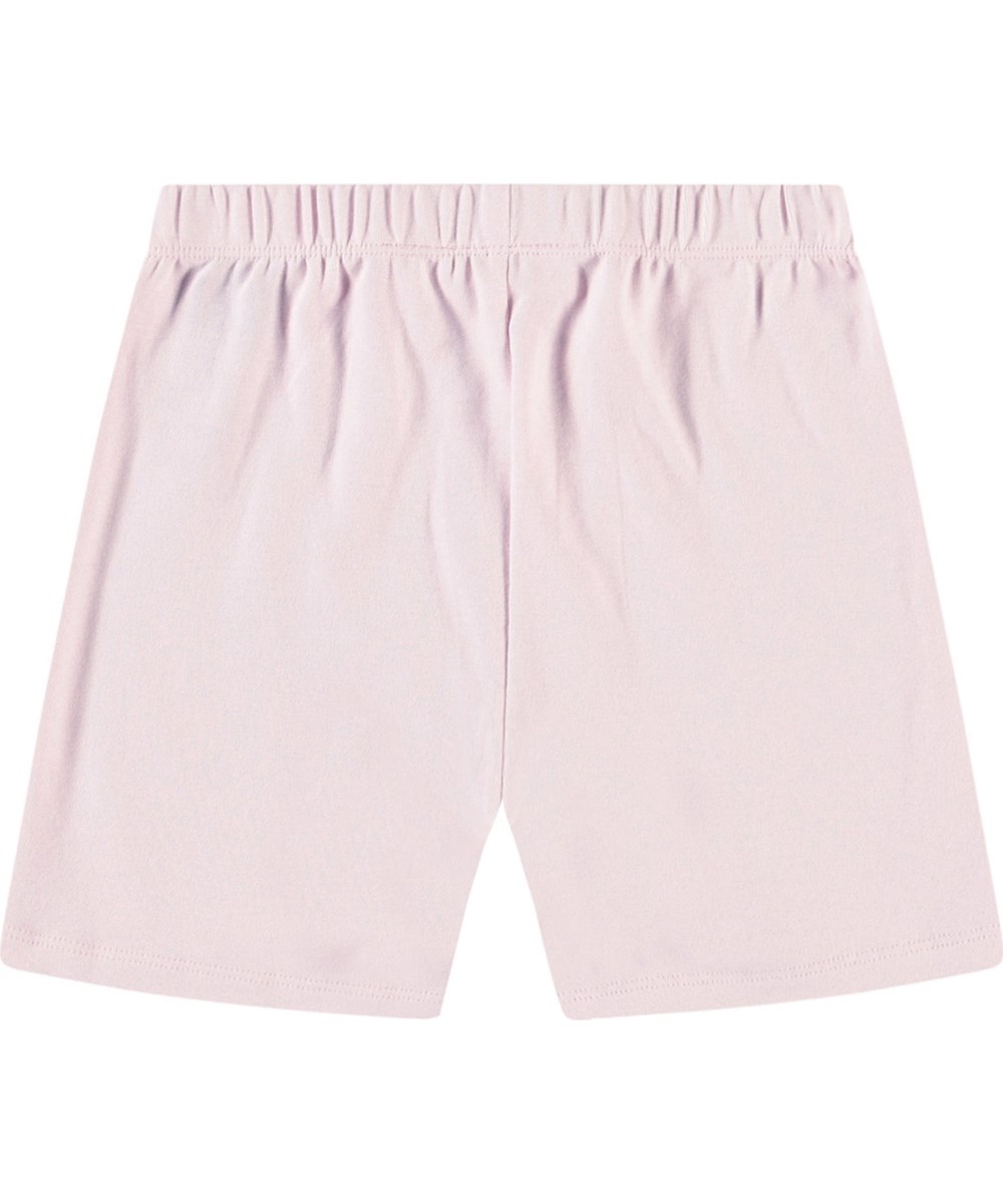 Lou US - Charlotte Pink - Rosa Pyjama mit kurzen Ärmeln und Beinen aus dehnbarem Öko-Baumwolle.