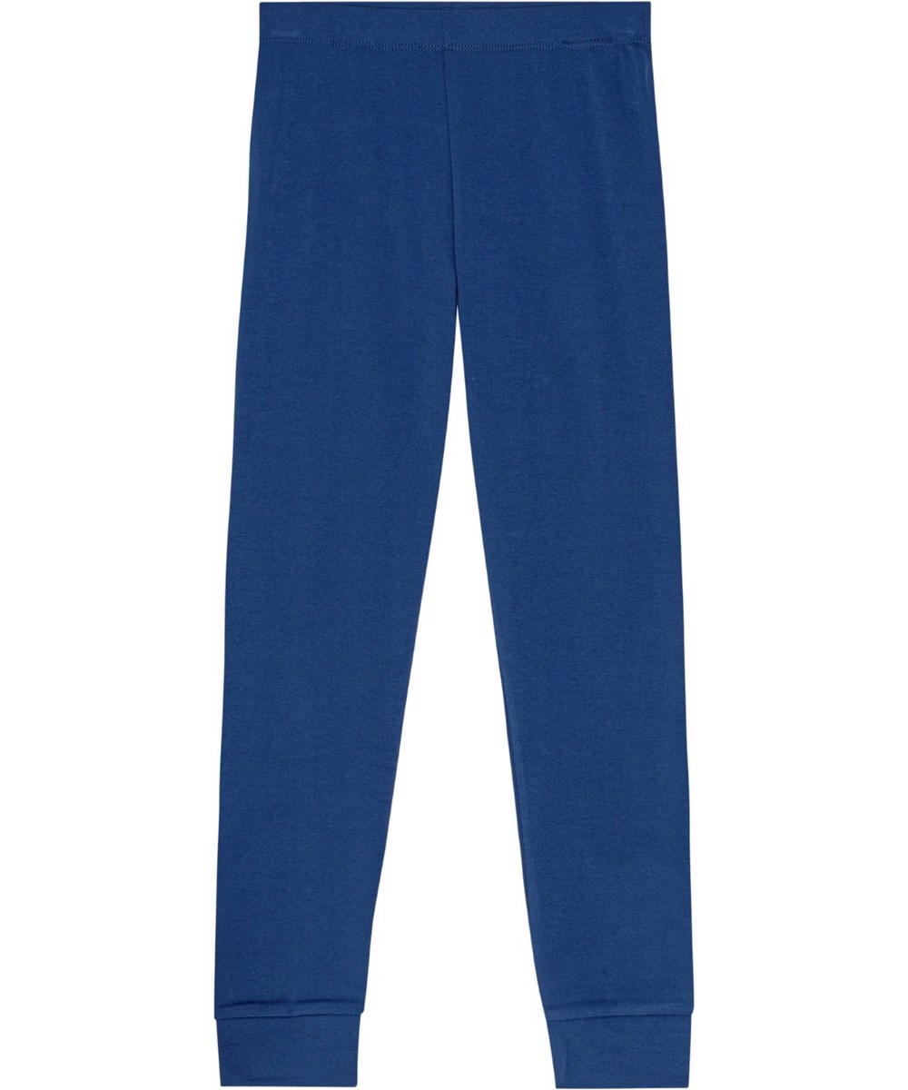 Lue - Calm Fjord - Dunkelblaues Pyjama-Set aus Öko-Baumwolle mit aufgedrucktem Lächelndesign.