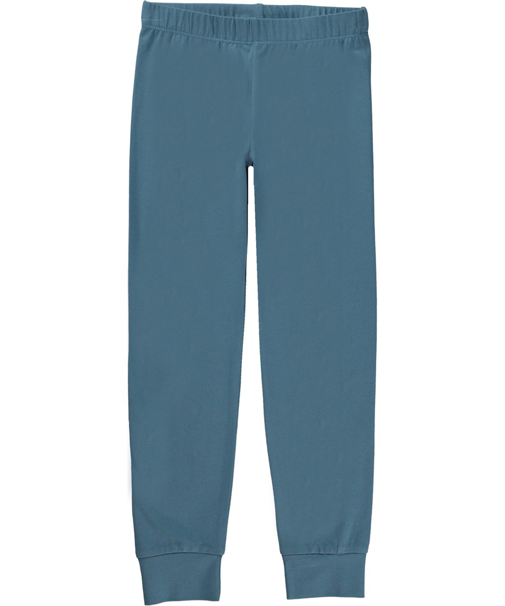 Luve - Atlas Blue - Blaues Öko-Nachtwäsche-Set mit Smiley-Gesicht